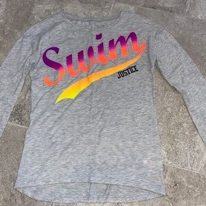 🎉Justice Long Sleeve Girl’s Tee Shirt with Swim Graphic Justice Active Size 10
